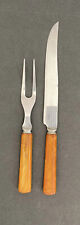 Vintage Federal S.S. Marbled Butterscotch Bakelite Handle Carving Knife and Fork picture