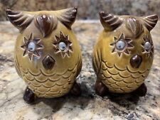 Ceramic Owls Salt And Pepper Set *Moving Eyes* Vintage Crafted in Japan picture