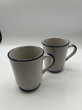 Set Of 2 Stonecrest Stoneware Mugs 903 Blue White Speckled Vintage picture