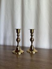 Small Vintage Pair of Elegant Brass Candlestick Holders picture