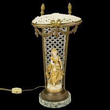 Antique French Gilt Bronze Crystal Beaded Figural Lamp picture