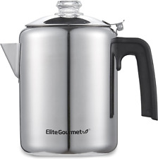 Elite Gourmet EC008 Classic Stovetop Coffee Percolator, Glass Clear Brew Progres picture