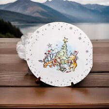4 NEW  WINNIE POOH Piglet & FRIEND CHRISTMAS 🎄 White DINNER PLATE SET picture