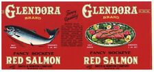 GLENDORA Brand, Salmon **AN ORIGINAL 1950s TIN CAN LABEL** wear picture