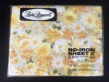 VTG Lady Pepperell Vintage No Iron Yellow & Orange Floral Full Flat Sheet - NEW picture
