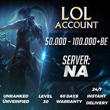NA League of Legends Account SMURF 50,000 - 100,000+ BE Level 30 UNRANKED SAFE picture