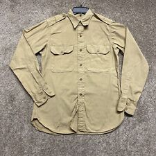 Vtg 1940's Utility Poplin Work Shirt Mens Large Brown Button Up Mylan Sparta picture