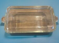 Vintage Glasbake 59 Loaf Pan/Dish w/ Art Deco Handles & Etching Includes Lid picture