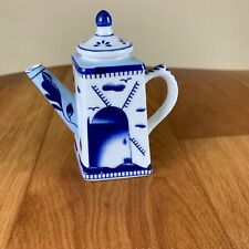 Vintage Vivian Chan Miniature Teapot with Lid Delft-style Blue White Ceramic picture