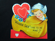 Vintage MCM Valentine Wooden Shoe Dutch Girl V579 picture
