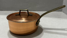 VINTAGE ODI COPPER SAUCE PAN BRASS HANDLE WITH LID MADE IN KOREA 6” picture