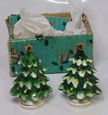 Vintage Lefton  Christmas Tree Salt Pepper Shakers Japan 054  Box Appear Unused  picture