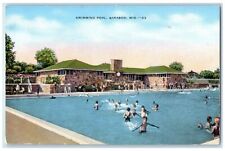 c1940s Swimming Pool Bathing View Baraboo Wisconsin WI Unposted Vintage Postcard picture