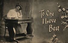 Vintage Postcard 1908 The One I Love Best Woman In The Piano Thinking About Some picture