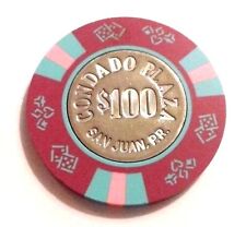 $100 CONDADO PLAZA Purple Blue Pink Casino Chip SAN JUAN Puerto Rico Bud Jones picture
