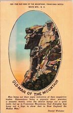Old Man Mountain Franconia Notch NH New Hampshire Linen Postcard PM Fryeburg ME picture