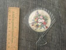 Vintage V V'S Hand Pocket Mirror With Floral Design picture