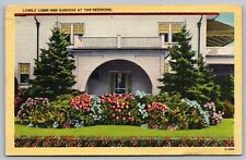 Postcard Lovely Lawn Gardens Seashore Linen UNP WOB VTG Vintage picture