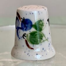 VTG Hand Painted Thimble Maine Blueberries Blue Speckled Artist Signed DD 1.25