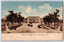 Edmonton Alberta Canada Postcard Union Passenger Station 1914 Posted Antique picture
