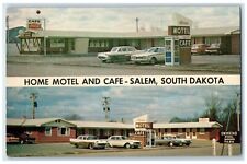 c1950's Home Motel And Cafe Cars Salem South Dakota SD Dual View Postcard picture