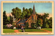Postcard Glendale CA Little Church Of The Flowers Forest Lawn Memorial Park picture