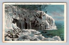 Two Harbors MN-Minnesota, Winter Scene Along Lake Superior, Vintage Postcard picture