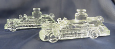Lot of 2 Different Antique Glass Fire Engine Trucks Candy Containers picture
