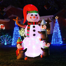 6ft Christmas Inflatable Snowman & Penguins Lighted Christmas Blowup Yard Dec picture