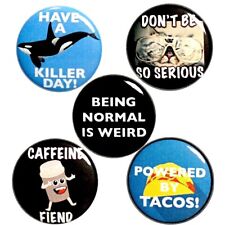 Funny Buttons Random Humor Narwhals Coffee Tacos 5 Pack Cute Gift Set 1