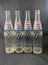 4 Vintage Pepsi Cola Glass Bottle One Pint Swirl Pattern 16 oz Soda Pop Collect picture