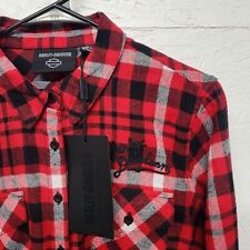 Harley-Davidson NWT Womens Red Plaid Long Sleeve Shirt Size Medium picture
