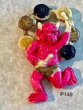 RARE Demon Devil Playing Circle Of Drums Japan Celluloid Charm Cracker Jack P149 picture