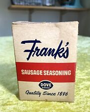 Vintage Frank's DOVE Brand SAUSAGE SEASONING Cardboard Box, 3 1/4 oz, Opened picture