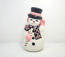 Vintage Snowman Figurine Ceramic 13” Musical Handpainted Chistmas Decoration picture