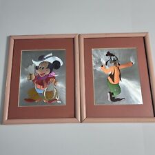 Vtg Foil Cowboy Mickey And Goofy Framed picture