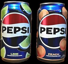 NEW Pepsi w/PEACH & Pepsi LIME. 2 x 12oz SINGLE cans w/  BB 9/24 picture