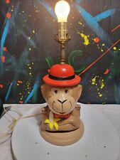 Vintage 1970's Ceramic Monkey Lamp W Banana, Top Hat And Bow Tie picture
