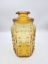 Vintage L.E. Smith  Harvest Gold Amber Imperial Glass Scroll Canister picture