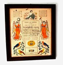 1848 Antique German Fractur Pennsylvania Dutch Baptism Document Hand Colored picture