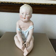 VTG Gebruder Heubach Piano Baby Seated Hands Down Bisque Porcelain Germany 8.25” picture
