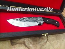 Custom Hand Engraved Hunting Knife With Sheath , Camping Knife , Survival Knife. picture