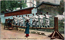France - A group of French Infantry Men Exercising on a Pole - c1908 picture