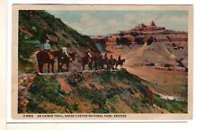 1954 Grand Canyon Fred Harvey Linen Postcard Horseback On The Kaibab Trail-PP10 picture