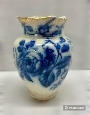 Antique F Winkle & Co Vase Flow Blue Floral Brussels England 5.25