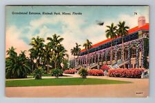 Miami FL-Florida Hialeah Park Grandstand Entrance Vintage c1954 Postcard picture