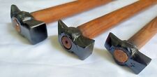 Set of 3 Black Iron Hammer Blacksmith Wooden Handle Collectible picture