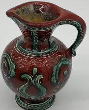 Vintage Gmunder Keramik Austria Clay Miniature Pitcher Red with Green 4.5