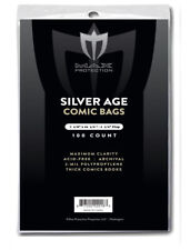 100 MAX PRO SILVER AGE 7-1/8 X 10-1/2 COMIC BOOK STORAGE BAGS SLEEVES ARCHIVAL picture