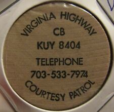 Vintage Virginia Highway CB Courtesy Patrol Wooden Nickel - Token VA picture